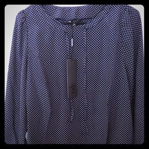 Blue polka dot 3/4 sleeve top by Nife. NWT size M